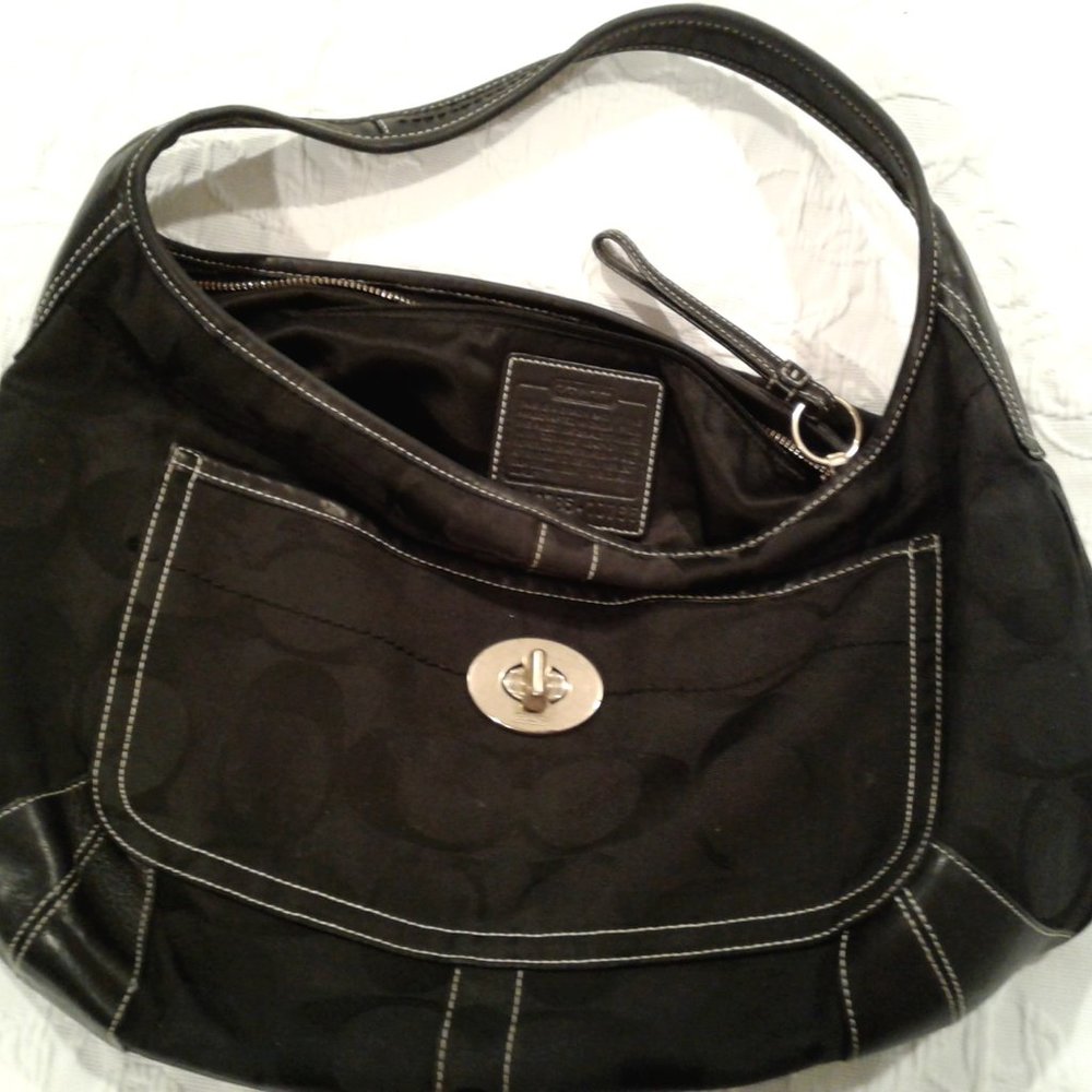 COACH 10765 Turn Lock One-Shoulder cotton black Shoulder Bag
